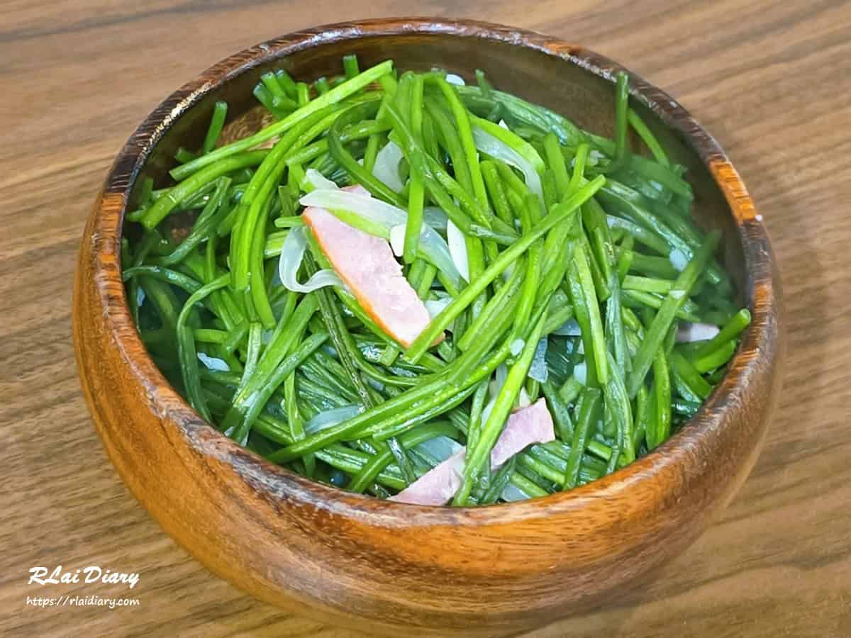 培根炒水蓮，玖眾串燒食堂永和居酒屋清爽蔬菜料理