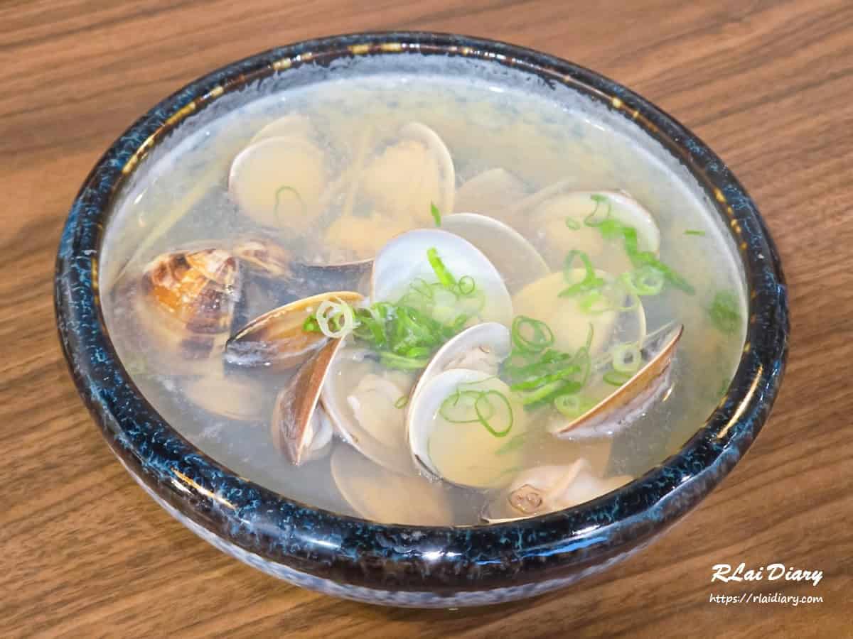 酒蒸蛤蜊湯品，玖眾串燒食堂永和深夜美食推薦