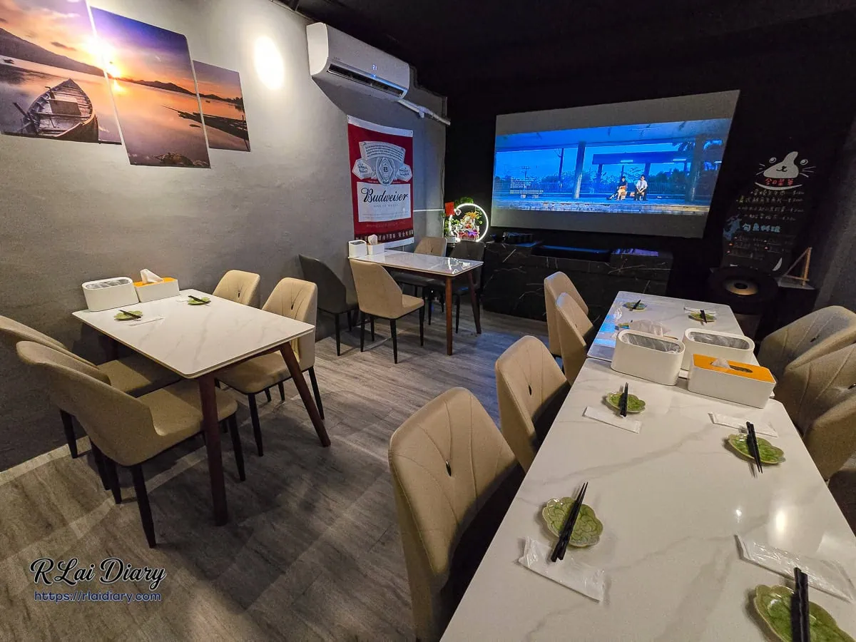 海酒食堂-二樓寬敞聚餐空間-附設投影大螢幕