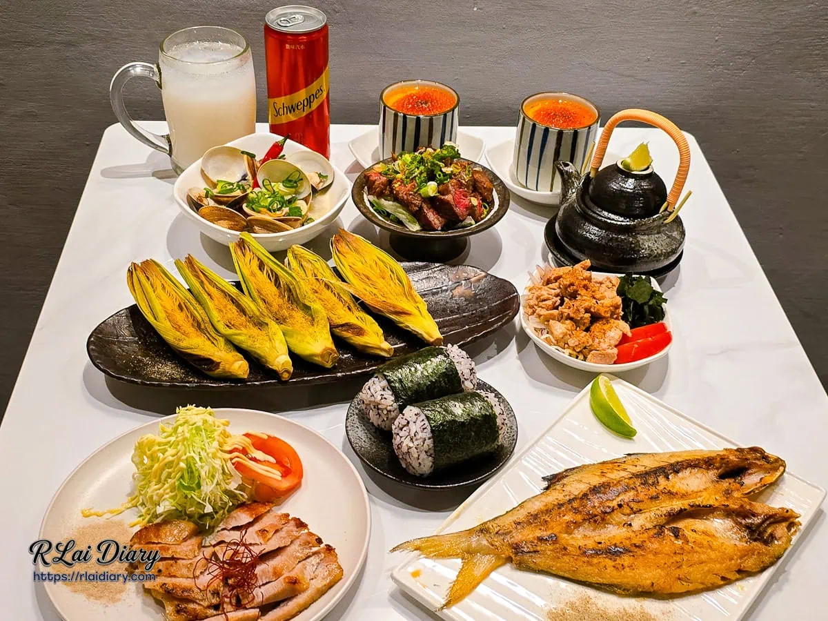 台中西屯居酒屋推薦-海酒食堂-豐盛的鐵板料理與現流海鮮全桌合照