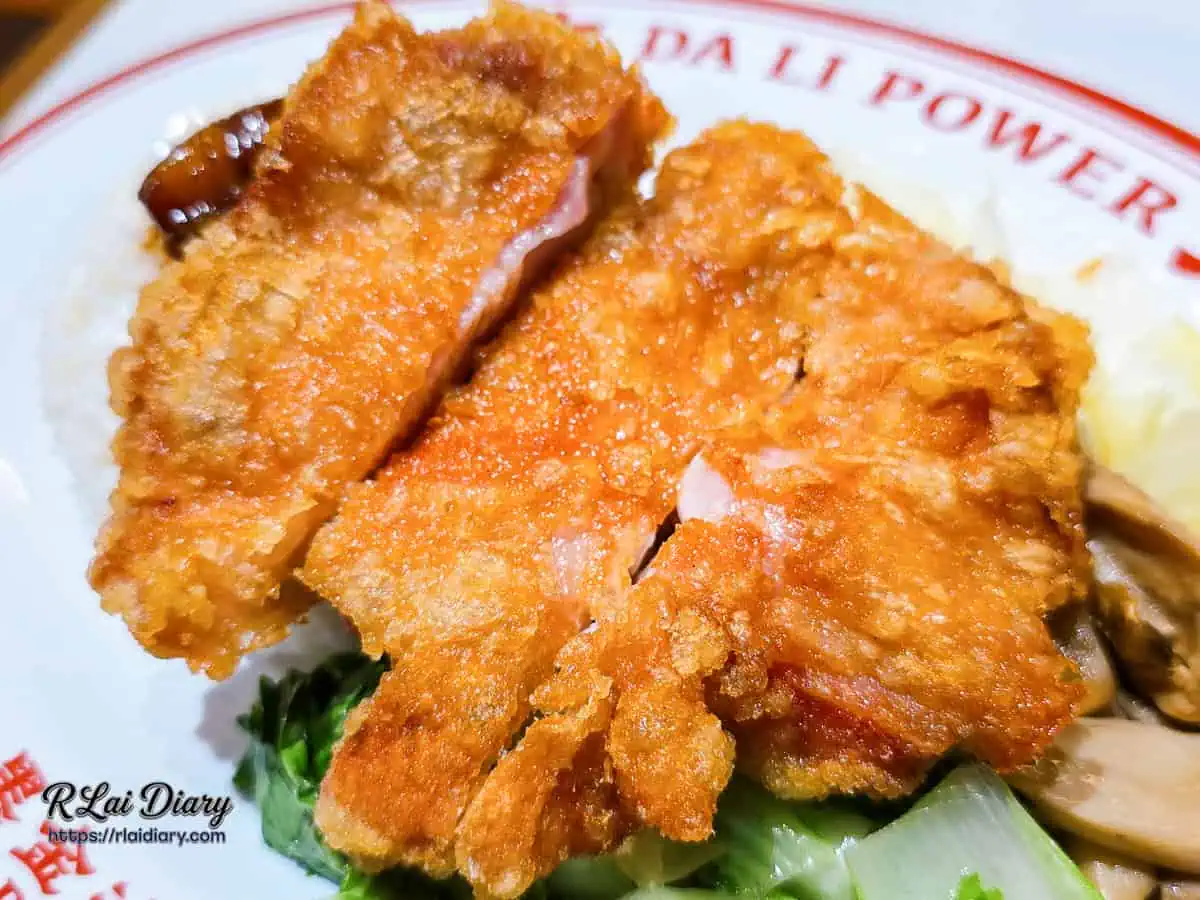 大力黑金滷肉飯金黃炸雞腿近照，展現獨門脆皮工法炸出的極致酥脆外皮與厚實份量。