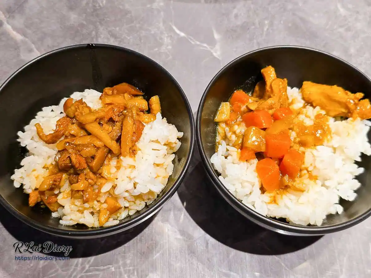 小蒙牛台中大里店台日經典副食，入口即化的金峰滷肉飯與風味醇厚的日式咖哩飯，展現溫馨家常美味