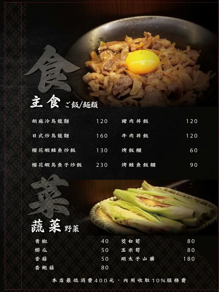 西屯宵夜菜單推薦：饗夢居酒屋日式炒烏龍麵、鮭魚炒飯與烤蔬菜價格