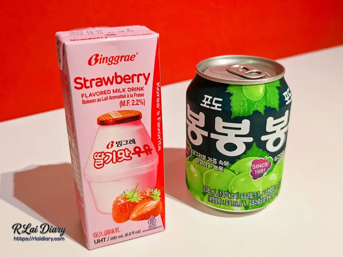 韓國直送Binggrae草莓牛奶與Bong Bong葡萄汁罐裝飲品