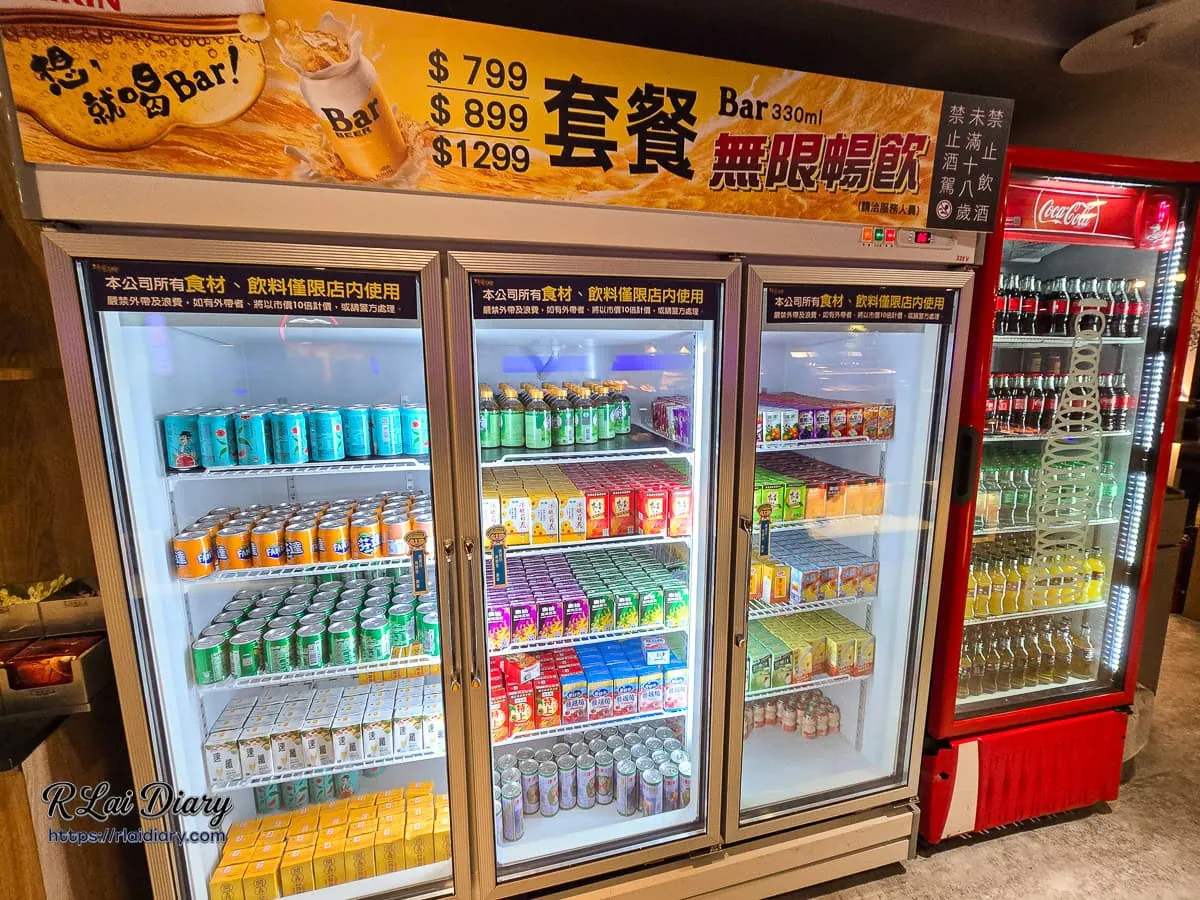 新千葉火鍋西門店玻璃瓶可口可樂與麒麟Bar啤酒暢飲專用冷藏冰箱