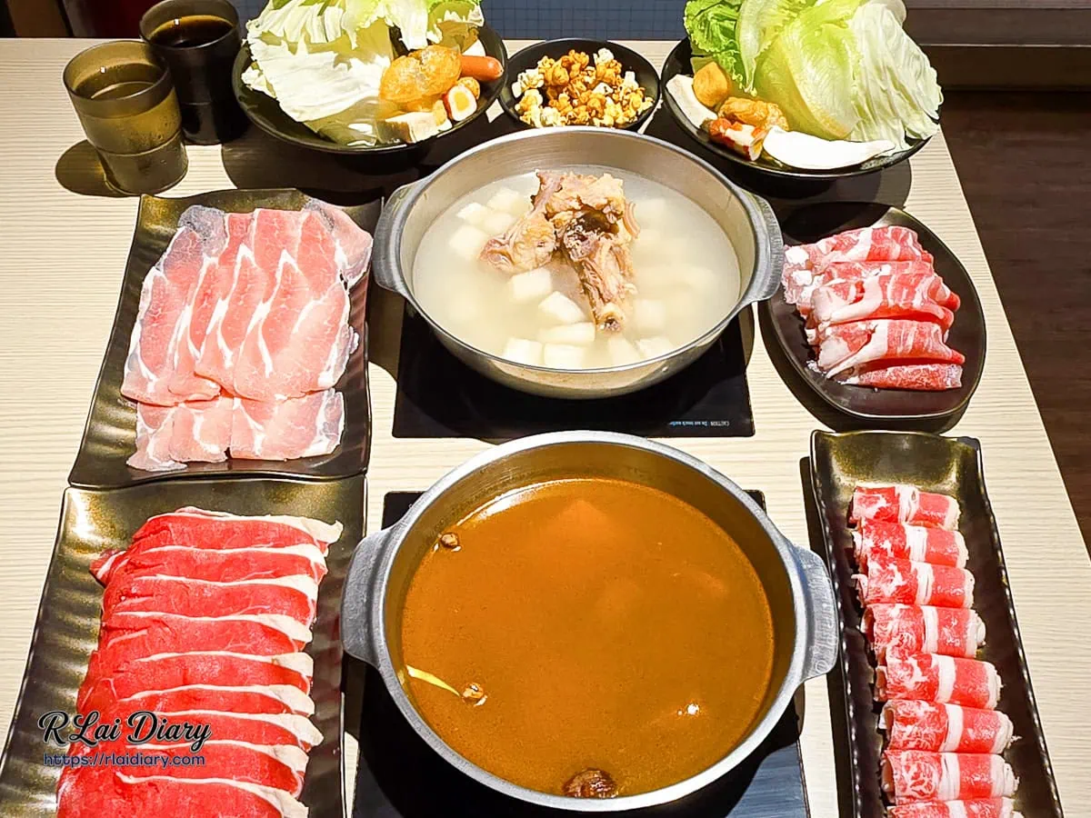 台中一中商圈平價鍋物「鍋域涮涮鍋」豐盛的餐點合照