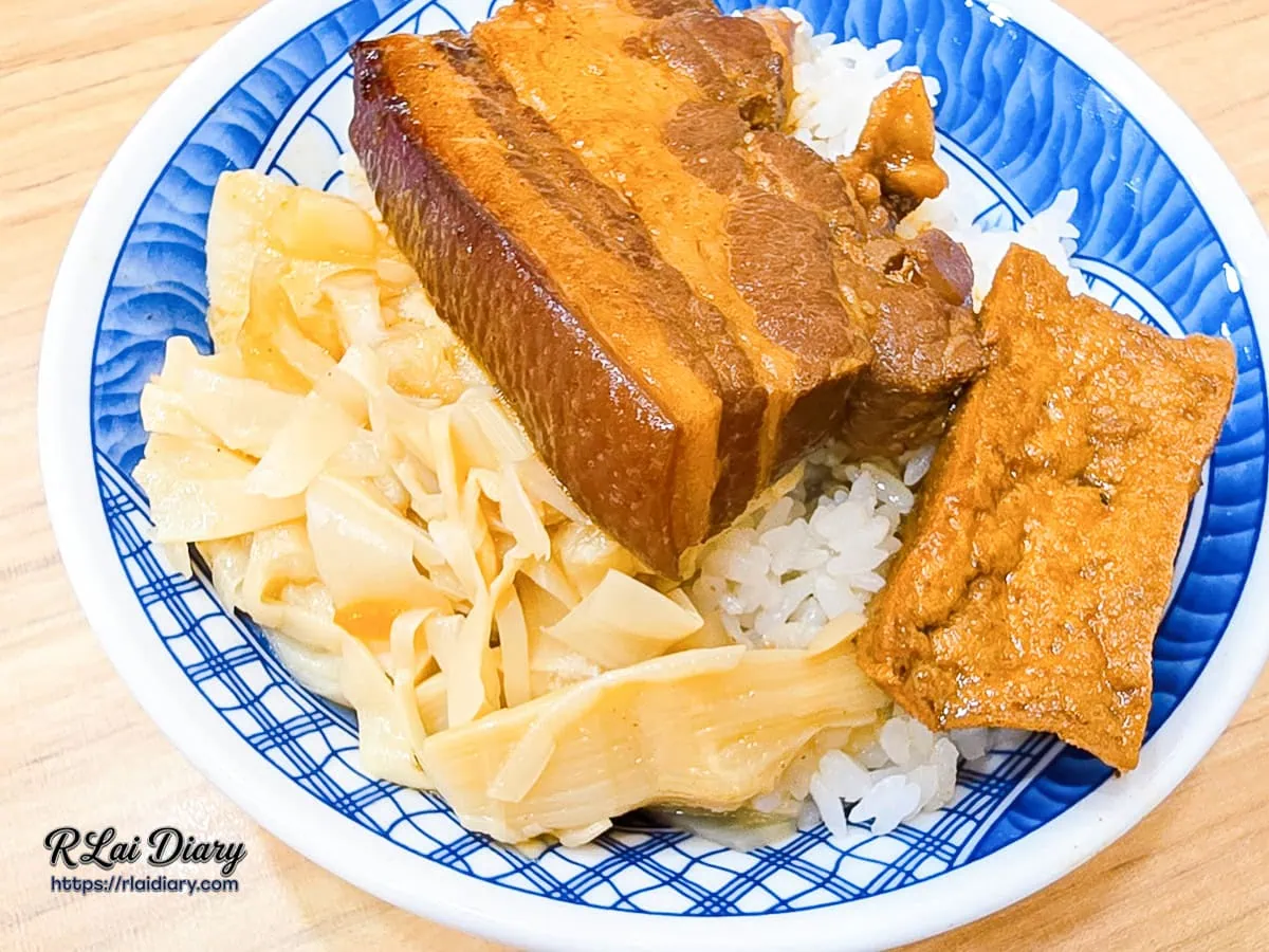 林記飯館大雅店肥瘦黃金比例的厚實五香焢肉特寫