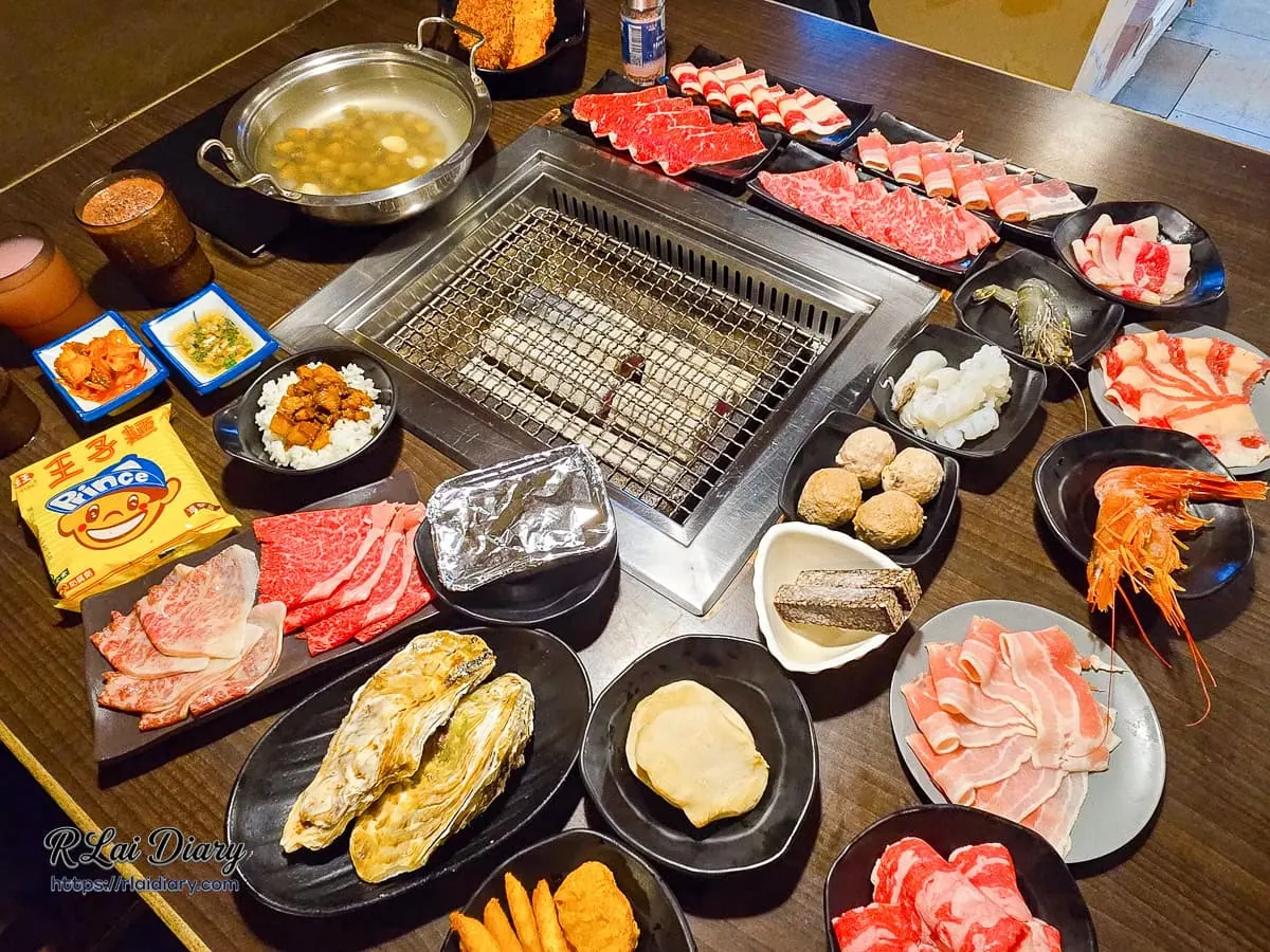 食二日式燒肉中和店-奢華火烤兩吃和牛海鮮滿漢全席全景照