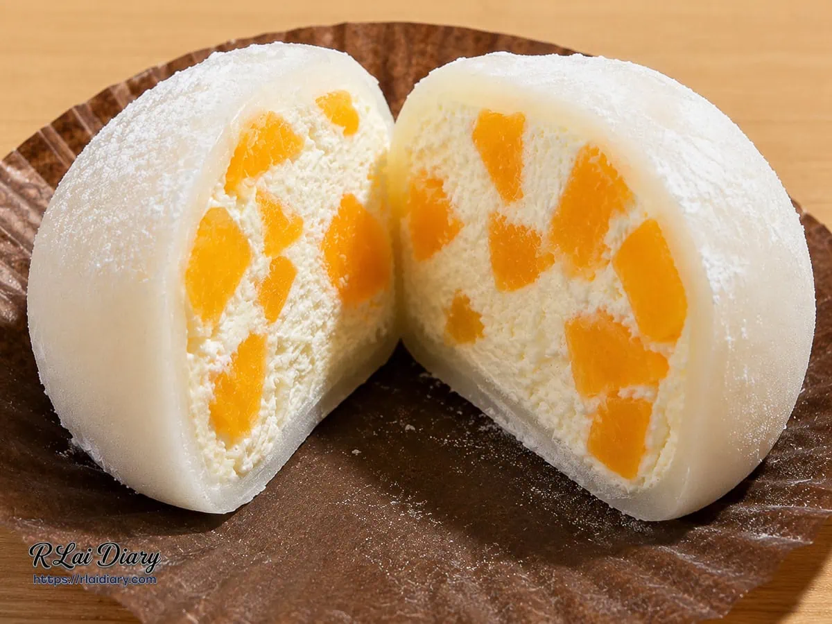 手作甜點志銘DAIFUKU，手工切開的限定赤肉香瓜雪莓娘展現出迷人剖面