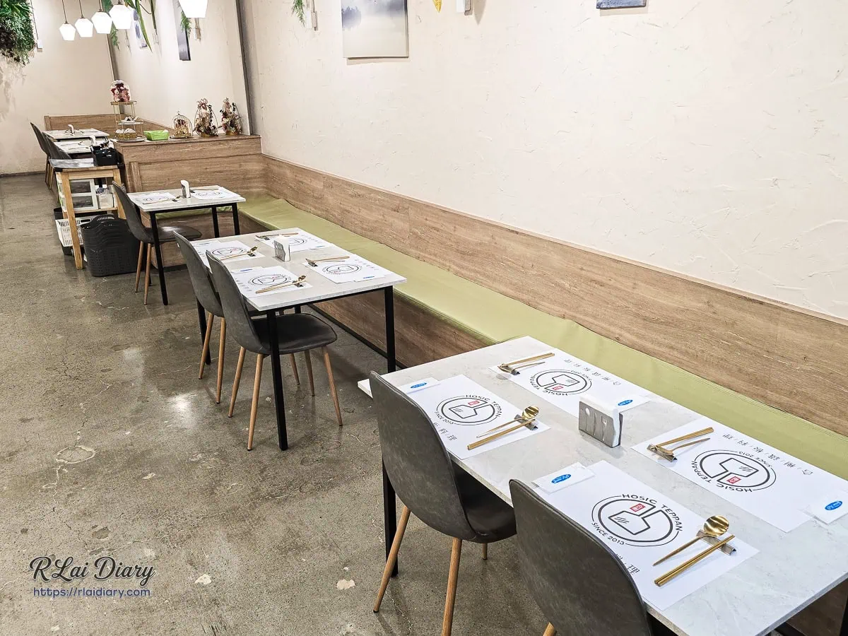 合榭精緻鐵板料理東山店適合家庭聚餐的一般座位區與餐桌