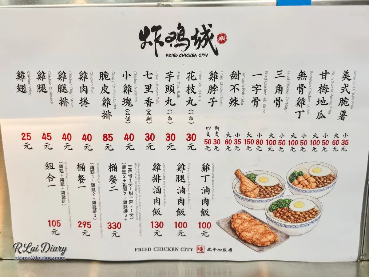 2026最新炸雞城北平店菜單價位、超值組合桶餐與炸雞滷肉飯價格資訊