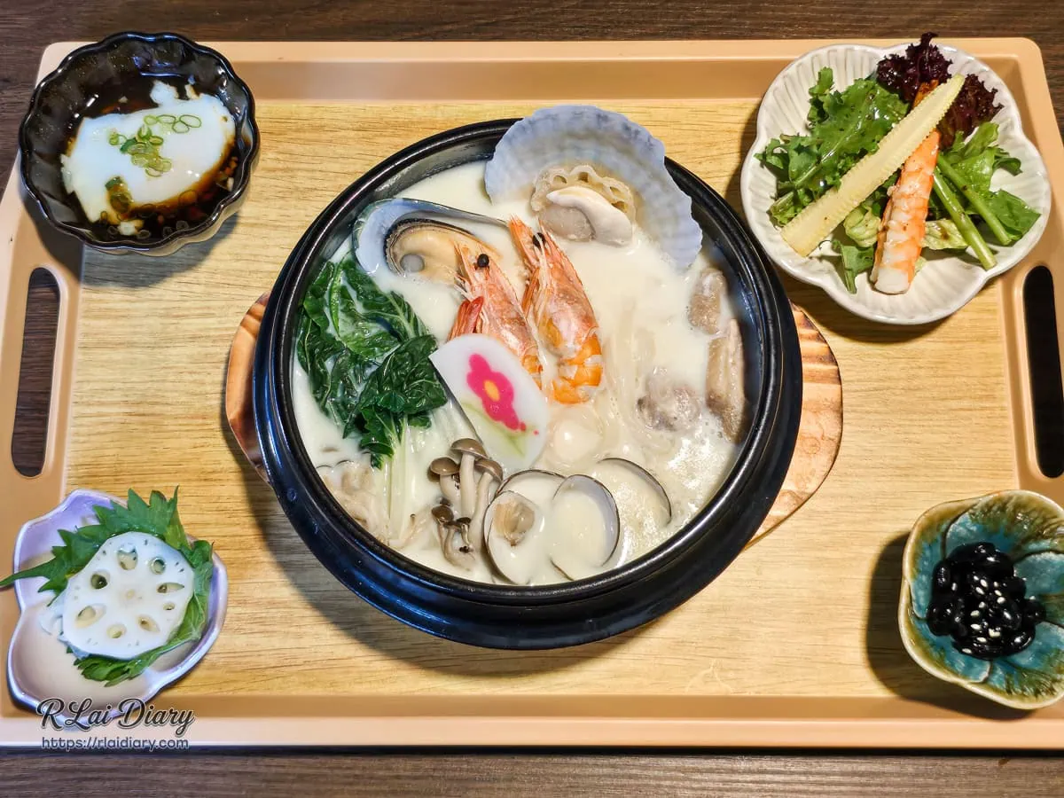 平日午間限定的嘉鄉豆漿海陸雙響鍋燒烏龍麵套餐