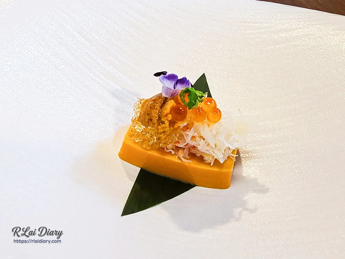 千汌日本料理開胃先付松葉蟹琥珀豆腐精緻擺盤