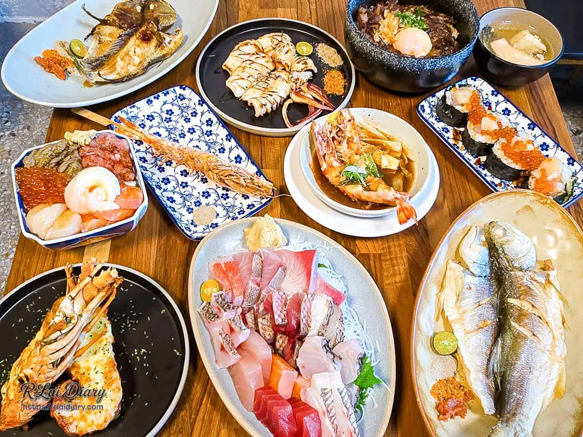 浪金魚舖滿桌豐盛海鮮日料餐點合照