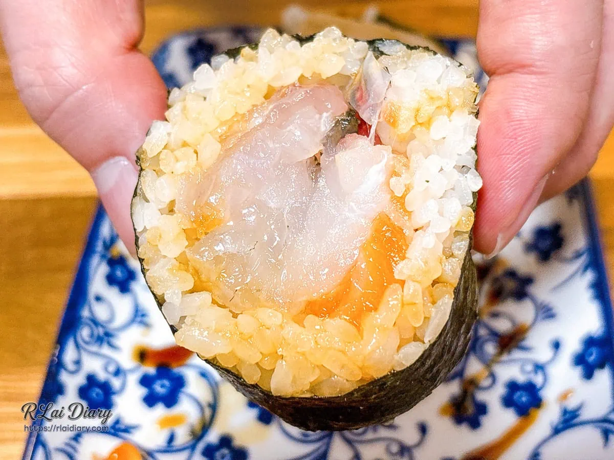 浪金魚舖新鮮厚實生魚卷橫切面