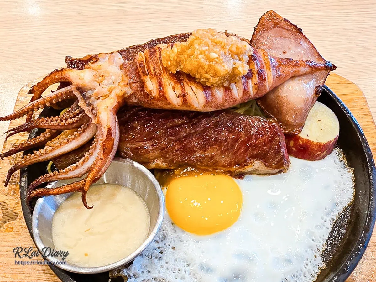 牛範生大里國光店霸氣無骨牛小排雙拼香煎魷魚排