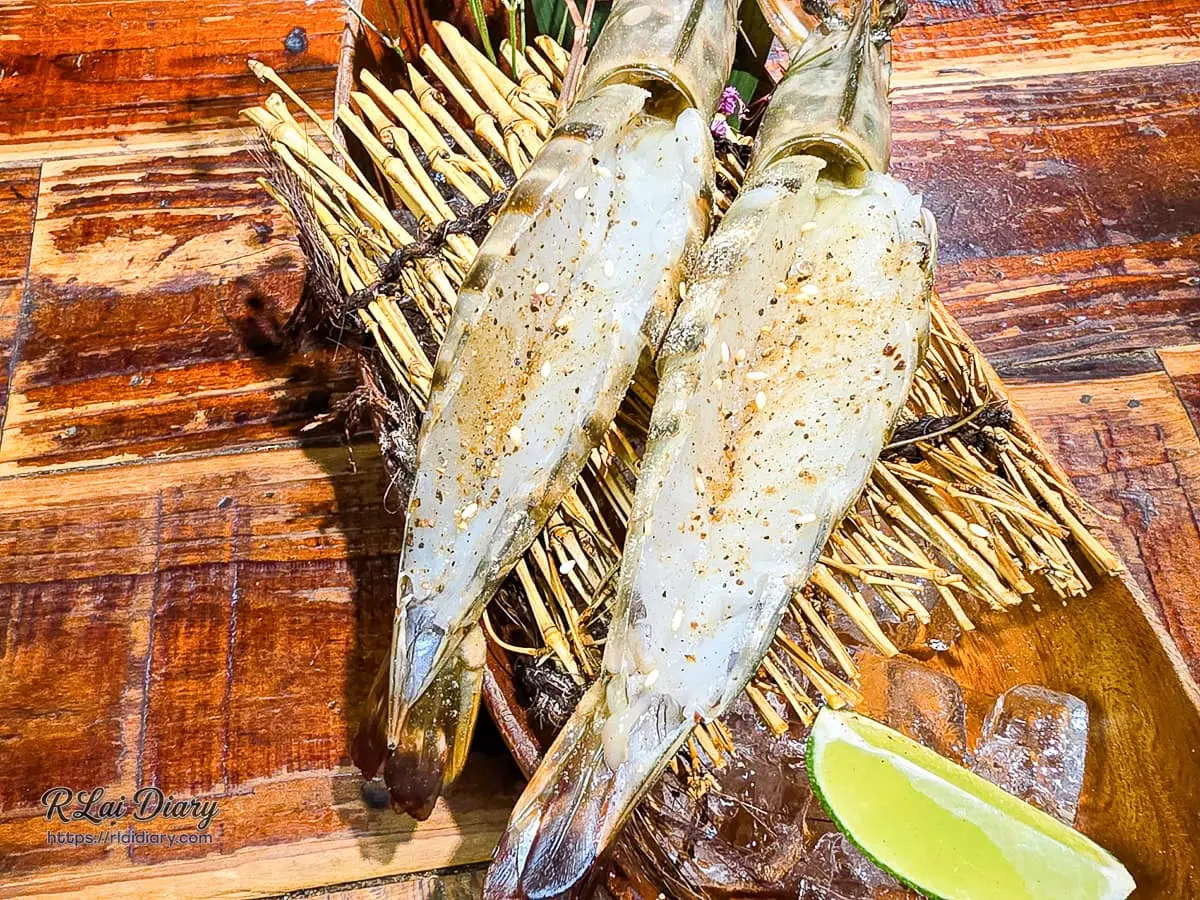 晶瑩剔透的深海大蝦蝦肉近拍特寫