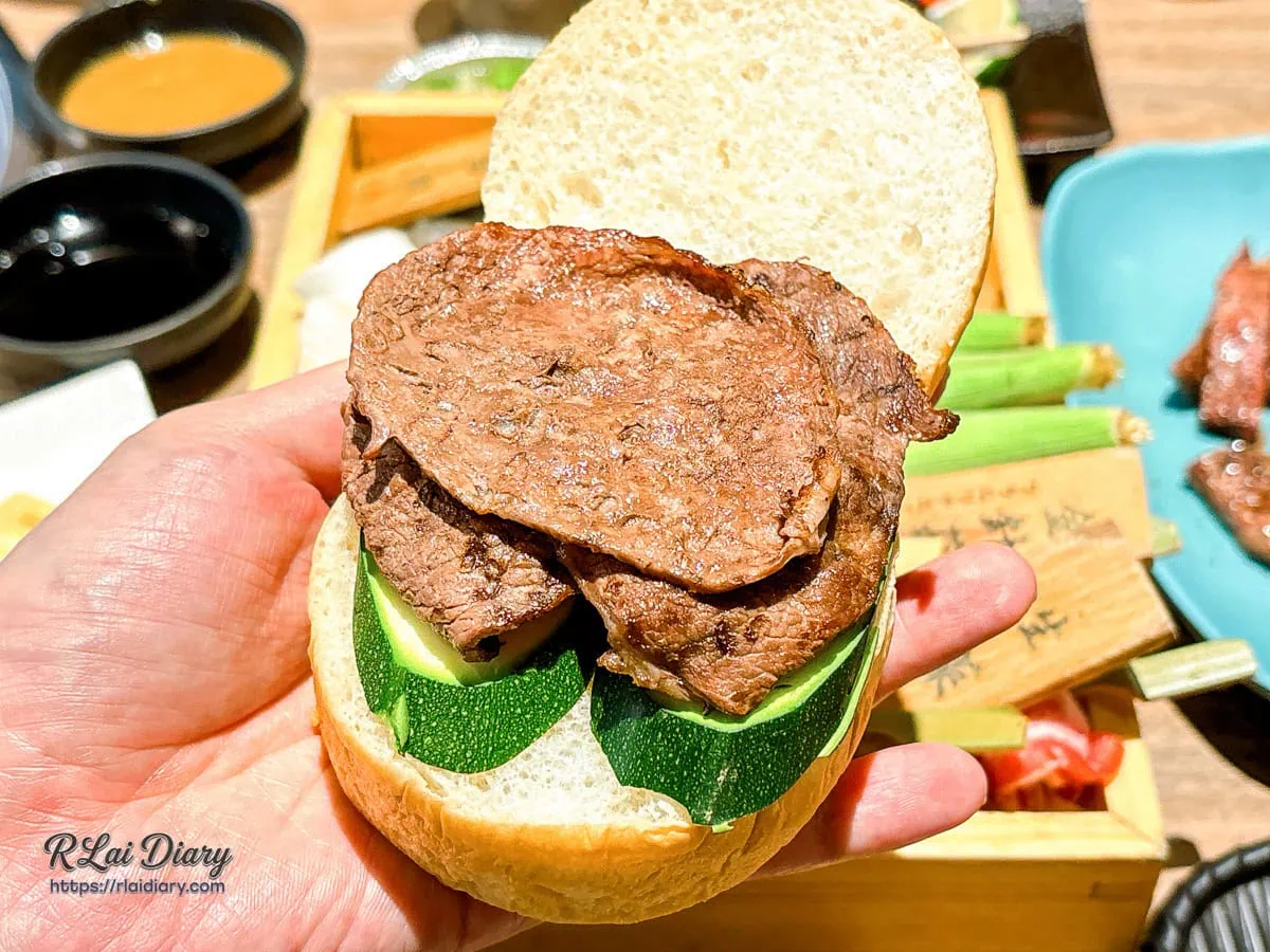 築崎燒串放題松竹店自製手作烤肉櫛瓜小漢堡