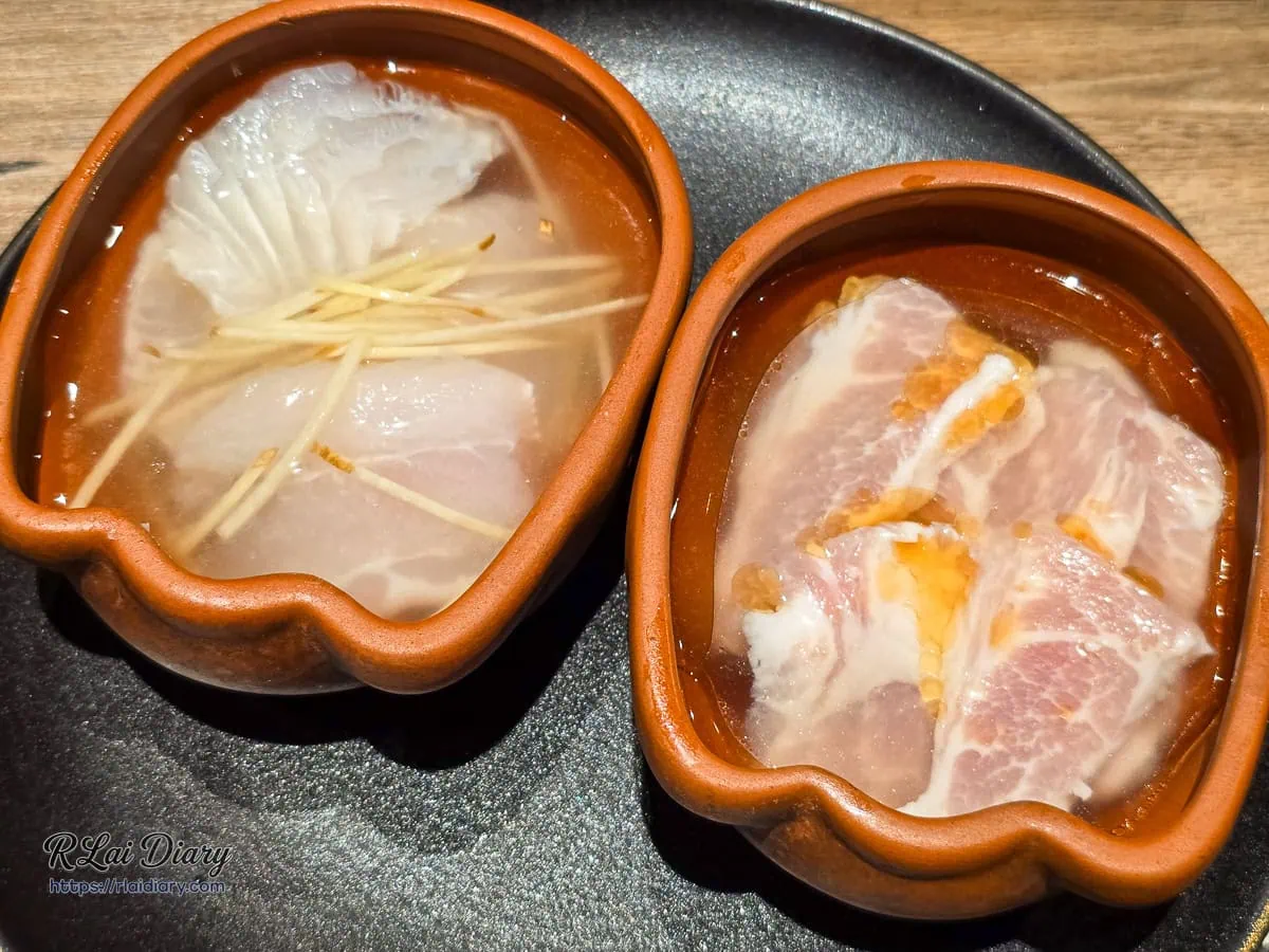 築崎燒串放題松竹店小豬燒麻油松阪豚與薑絲多利魚
